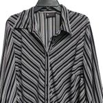 Maggie Barnes  1X Shirt Top Black White Stripe Button Down Front Stretch Woman Photo 1