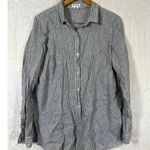 Artisan NY  Button Up Large Blue White Striped Linen Long Sleeve Coastal Photo 0