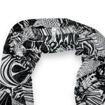 Chico's Black White Abstract Print Sheer Ruffled Scarf Photo 2