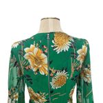 Alice + Olivia Coco Dress Floral Print Long Sleeve Silk Green Size US 2 Photo 10