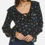 We Wore What Black Floral Cropped Blouse NWT Size Large Boho Floral Blouse Photo 0