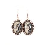 Handmade Gothic Victorian "Ethereal Bones" Gothic Skeleton Unicorn Cameo Earrings Photo 1