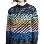 Tibi $475 Striped Crochet Knit Sweater Tunic Pullover High End Size Small Photo 0