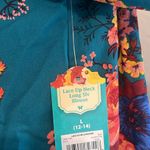 The Pioneer Woman Ruffle Neck Blouse with Flounce Sleeves Women Large NWT #85 Blue Photo 7