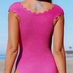 Cupshe NWT Women's One Piece Scalloped Swimsuit Hot Pink Size Medium Photo 1