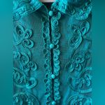 Joni B. Teal Embroidered Women's Top Blue Size M Photo 5