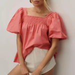 Maeve  Anthropologie Puff Sleeve Smocked Blouse XS Photo 0