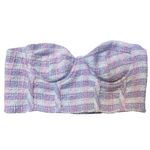 ZARA •  pastel tweed buster corset crop top pink purple white large Photo 1