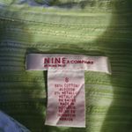 Nine & Co. womens small green w metallic thin stripes button up long sleeve Photo 1