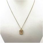 Gold tone and opal T monogram pendant necklace Photo 2