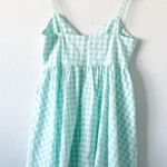 ZARA Gingham V-Neck Summer Fantasy Dress in Turquoise Photo 6