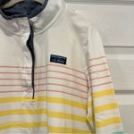 LL Bean Rugby VTG Mock Neck Button Pullover Rainbow Stripe 100% Cotton Womens LP White Size undefined Photo 3