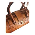 Croc print structured shoulder satchel crossbody gorgeous bag. Tan Photo 4
