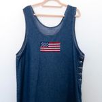 Vintage Womens Denim Maxi Dress Size XL USA Sleeveless 90s Americana Patriotic Blue Photo 1