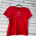Carolyn Taylor Red Fitted Short Sleeve T-Shirt Freedom Heart Graphic Top SZ M Photo 1