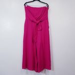 Anthropologie MAEVE Hot Pink Jumpsuit Smocked Strapless Wide Leg Photo 2