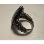 Real Turquoise Sterling Silver Ring • Marquise Statement • Size 8 Photo 5