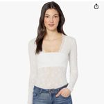Free People Women’s XS Babes in Bandeaus Bodysuit White Long Sleeve Lace Sheer Photo 4