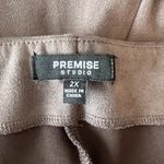 Premise  Studio Olive/Brown Skinny Suede Pants Size 2X Photo 4