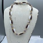 Vintage Germany 26” long brown and white necklace. Photo 6