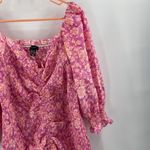 ASOS x NEW LOOK Dress Size 6 Smocked Floral Ruched Pink Orange Mini Sweetheart Photo 7