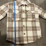 Garage  Cream Tan Green Plaid Vancity Shacket Women’s Size Medium Photo 7