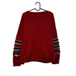 SheIn Womens Red Long Sleeve Pullover Fringe Trim Sweatshirt Size L Photo 1