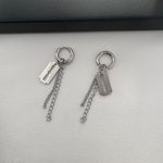 Razor Blade Shape Dangle Drop Earrings for Men Women Punk Hip Hop Unisex Style Silver Photo 2