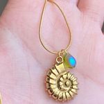 Handmade gold tone stainless steel boho chic beach shell ammonite & teardrop necklace🌀🐚🌊 Photo 2