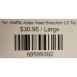 Vanilla Bay Tan Waffle Aztec Inset Shoulder Long Sleeve Top Women's SZ Large NWT Photo 6