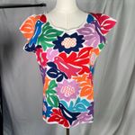 J.‎ Marie The Maya Top Womens Small Floral Bright Embroidered Birds Rayon Pink Photo 1