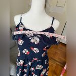 Angie  Women's Navy Ruffle Top Sleeveless Floral Dress Sundress Size M Photo 6