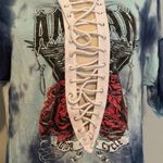 Black Bead NEW women's medium blue Boutique top Photo 2