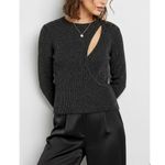 Michelle Mason Asymmetrical Cut-Out Wool-Blend Sweater, Metallic Black, Medium Photo 1