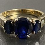 Ross Simons  gold Over Sterling Silver 925 Dark Blue Sapphire band Ring Sz 8 Photo 7