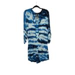 Young Fabulous and Broke  Womens Blue White Tie Dye Long Sleeve Malik Romper Size M Photo 3