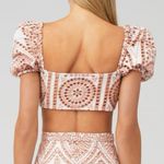 Bardot  Puff Sleeve Top Eyelet Croquette Front Tie Resort Wear XS Photo 2