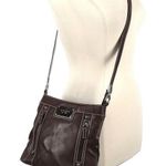 Liz Claiborne Shoulder bag Crossbody Zipper Purse Brown Pebbled Veg Leather Med Photo 0