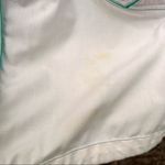 Vintage 90s New York girl teal and hot pink accent geometric coat LARGE White Photo 3