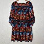 Uncle Frank Vibrant Vivid Bold Geometric Print Tie Waist Mini Dress Boho Small Photo 2