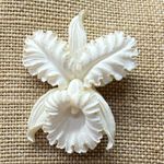 Vintage Style White Floral Hand Carved Resin Orchid Brooch Statement Jewelry Pin Photo 4