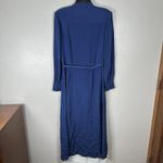 Talbots Vintage  100% Silk Blue Button Up Belted Shirt Maxi Dress Long Sleeve 8 Photo 6