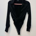 top chic boutique black tie bodysuit pearl sleeve blouse size Medium Photo 2
