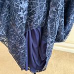 JS Collections Navy Blue Lace Maxi Dress Size 16 Short Sleeve Overlay Gown Floor Length Photo 3
