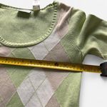 Liz Claiborne Vintage Preppy Green Cream Argyle Knit Sweater 90s Academia Photo 7
