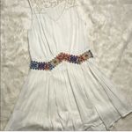 Free People  Embroidered Waist Mini Dress size M Ivory Crochet Lace Photo 3