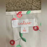 NWOT Colsie Satin Cropped Cherry Top Size Small White Photo 2