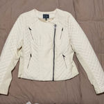 Catherine Malandrino  Cream Quilted Leather Jacket Photo 0