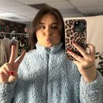 Urban Outfitters Sherpa Cropped Jacket Light Blue Size XS Photo 2