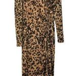 CAbi Selma Brown Animal Print Cinched Waist Long Sleeve Midi Dress S #4216 Photo 0